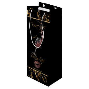 Elegant Wine Sips and Rosey Lips - Thank You Wine Gift Bag