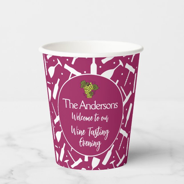 Elegant Wine Tasting Evening Party Paper Cups (Front)