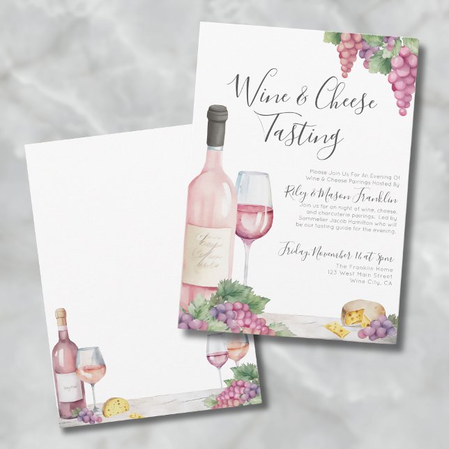 Elegant Wine Tasting Party Invitation (Cheese Wine Tasting Party Invitation)