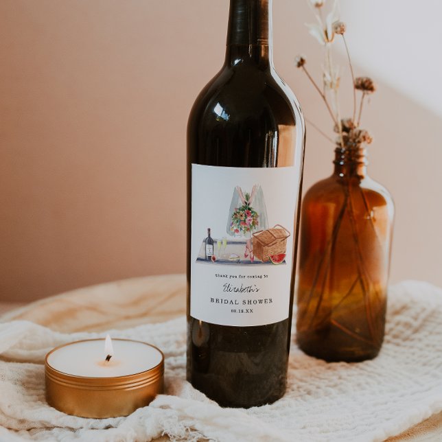 Elegant Wine Tasting | Picnic Bridal Shower Wine Label (Creator Uploaded)