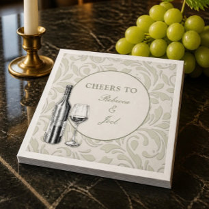 Elegant Wine Tasting Sage Green Wedding Napkin