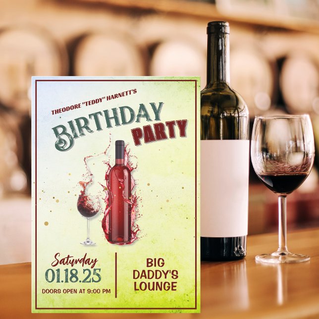 Elegant Wine Themed Birthday Party Invitation (Creator Uploaded)