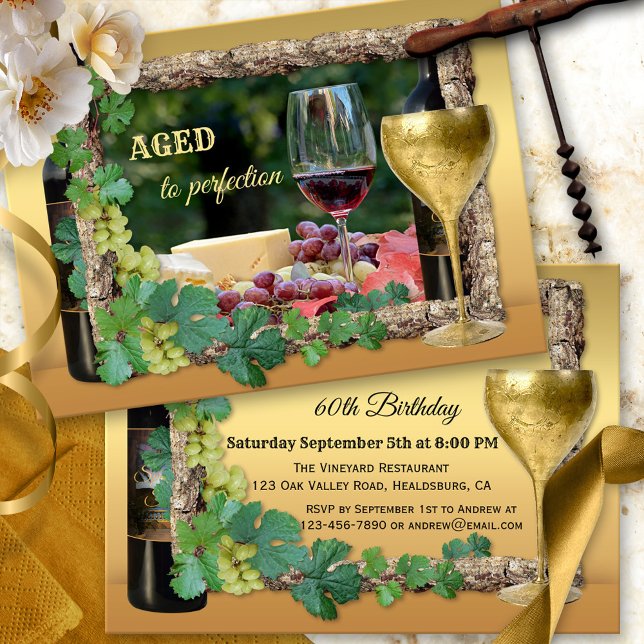 Elegant Wine Themed Birthday Party Invitation (Creator Uploaded)