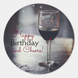 Elegant Wine-Themed Birthday Stickers