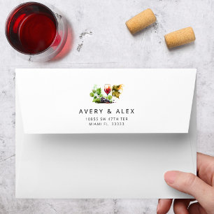 Elegant Wine Themed Watercolor Vineyard Envelope