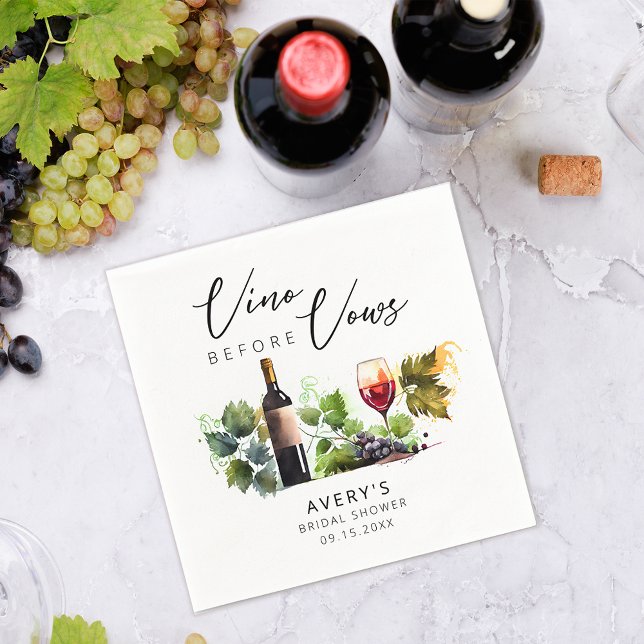 Elegant Wine Vino Before Vows Bridal Shower Napkin (Creator Uploaded)