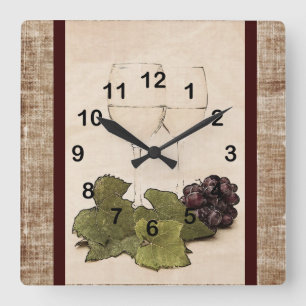 elegant wineglasses with grape clock
