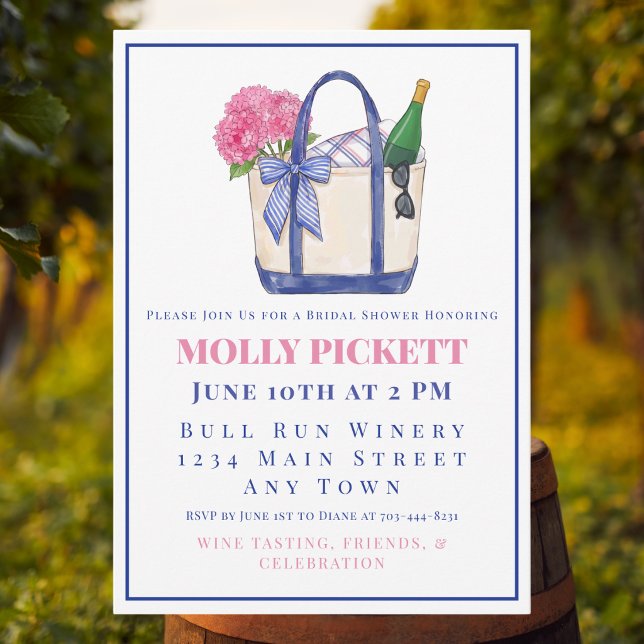 Elegant Winery Bridal Shower / Pink Hydrangea Wine Invitation (Creator Uploaded)