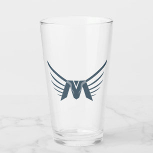 Elegant Wing Letter M monogram Glass