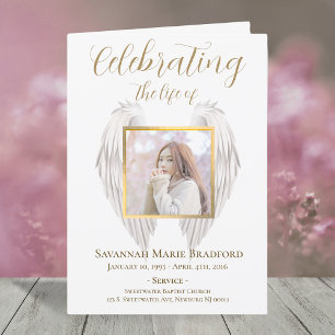 Elegant Wings Memorial Service Funeral Photo Programme