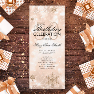 Elegant Winter 50 Birthday Program Rose Gold Menu Invitation