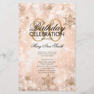 Elegant Winter 80 Birthday Program Rose Gold Menu