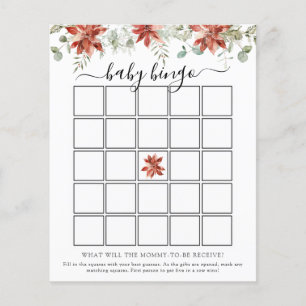 Elegant Winter Baby Shower Bingo Game Card