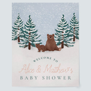 Elegant Winter Bear Baby Shower Welcome Sign