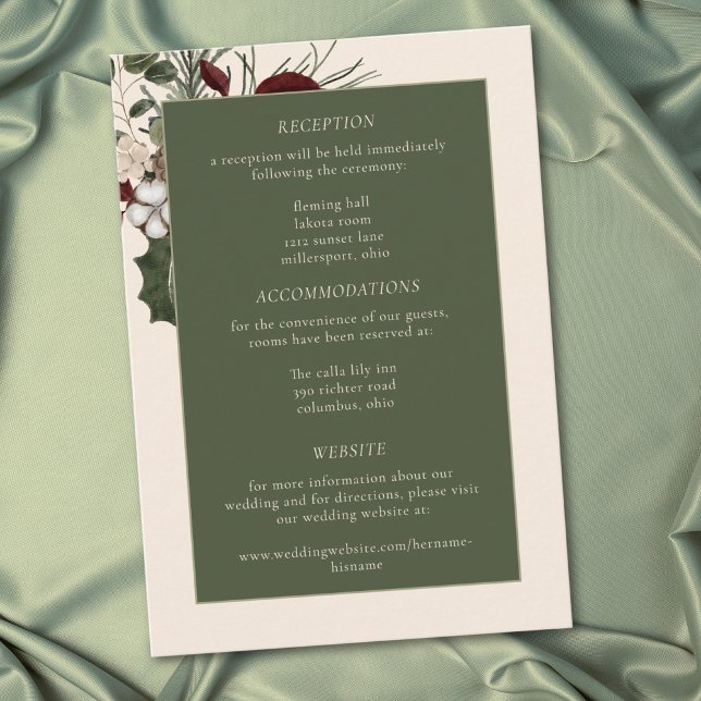 Elegant Winter Berries & Pine Ivory Wedding Enclosure Card (Elegant Winter Berries & Pine Ivory Wedding Enclosure Card)