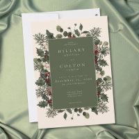 Elegant Winter Berries & Pine Ivory Wedding