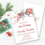 Elegant Winter Berry Botanical 30h Birthday Invitation<br><div class="desc">Invite your guests to a special winter birthday party with this elegant red berry and sage green foliage floral design. Deep red berries are nestled in leaves and branches. Red text adds to the festive mood. This item is part of the Winter Berry Collection. It contains templates you can use...</div>