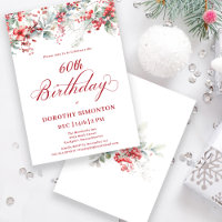 Elegant Winter Berry Botanical 60th Birthday