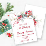 Elegant Winter Berry Botanical 70th Birthday Invitation<br><div class="desc">Invite your guests to a special winter birthday party with this elegant red berry and sage green foliage floral design. Deep red berries are nestled in leaves and branches. Red text adds to the festive mood. This item is part of the Winter Berry Collection. It contains templates you can use...</div>