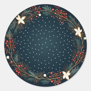 Elegant Winter Blooms & Winterberries Classic Round Sticker