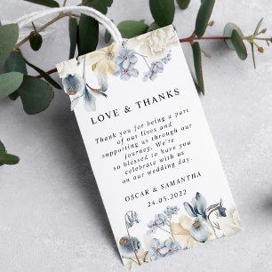 Elegant Winter Blue And White Flowers Gift Tags