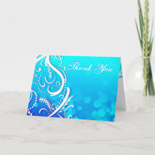 Elegant Winter Blue Flourishes Thank You Card