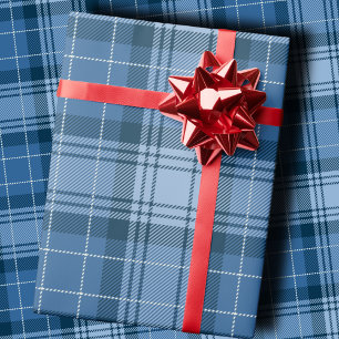 Elegant Winter Blue Tartan Plaid Gender-Neutral Wrapping Paper
