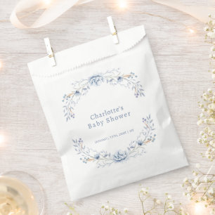 Elegant Winter Blue Wilflower Floral Baby Shower  Favour Bags