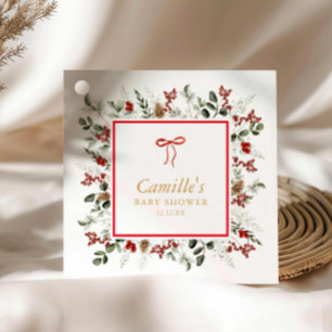 Elegant Winter Botanical Baby Shower Favour Tag