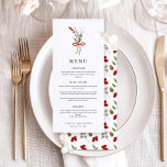 Elegant Winter Botanical Baby Shower Menu<br><div class="desc">Complete your winter botanical decor with this greenery and red holly menu card. Matching items in our Winter Greenery Baby Shower Collection  - Cava Party Design</div>