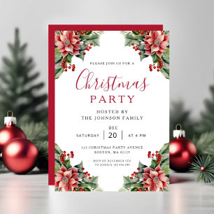 Elegant Winter Botanical Christmas Party  Invitation