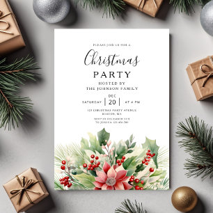 Elegant Winter Botanical Christmas Party Invitation