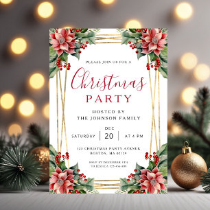 Elegant Winter Botanical Christmas Party  Invitation