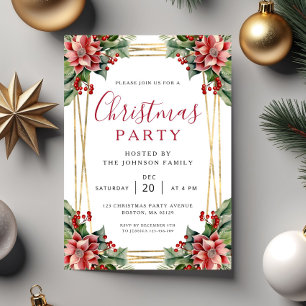 Elegant Winter Botanical Christmas Party  Invitation
