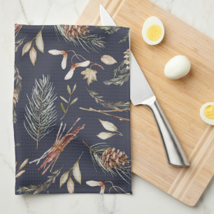 Elegant Winter Botanical Tea Towel