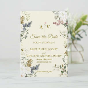 Elegant Winter Botanical White Floral Save the Dat