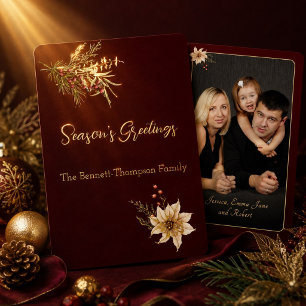 Elegant Winter Botanicals Photo Christmas Gold