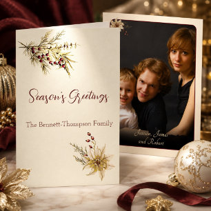Elegant Winter Botanicals Photo Christmas Gold