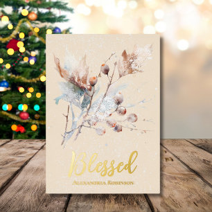 Elegant Winter Branches and Berries Blessed Design