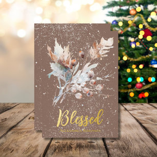 Elegant Winter Branches and Berries Blessed Design