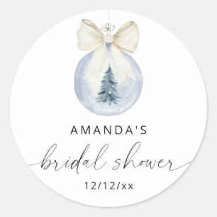 Elegant winter bridal shower  classic round sticker