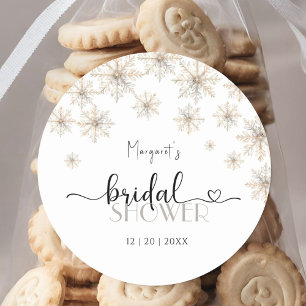 Elegant Winter Bridal Shower Classic Round Sticker