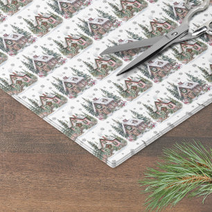 Elegant Winter Cabin Christmas Tissue Paper
