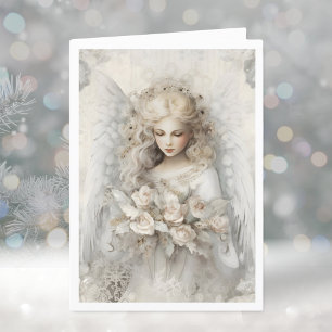 Elegant Winter Christmas Angel Holiday Card