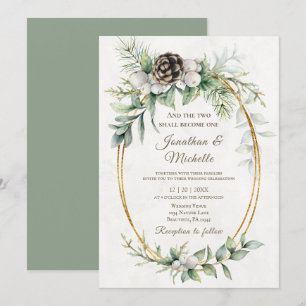 Elegant Winter Christmas Floral Christian Wedding Invitation
