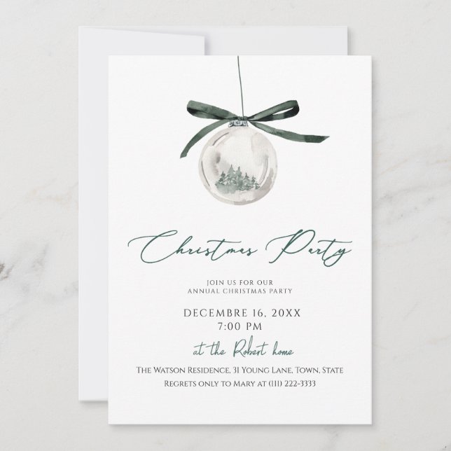Elegant Winter Christmas Ornament  Invitation (Front)