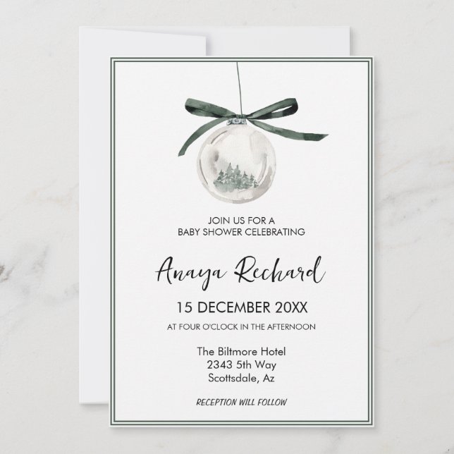  Elegant Winter Christmas Ornament Wedding Invitation (Front)