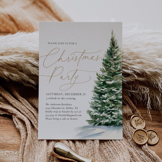 Elegant Winter Christmas Tree Christmas Party Invitation (Creator Uploaded)