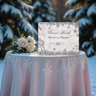 Elegant Winter Christmas Wedding Guest Book
