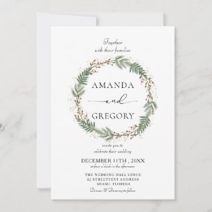 Elegant Winter Christmas Wedding Party Invitation